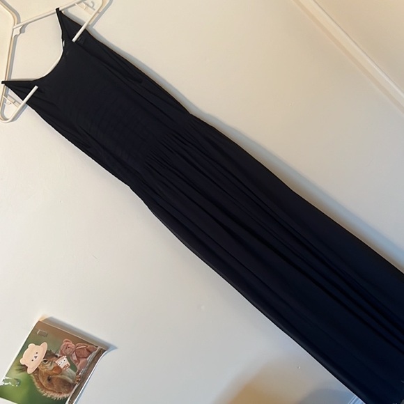 French Connection halter dress, split back, semi sheer sweep in navy blue Size 6 - Picture 8 of 11